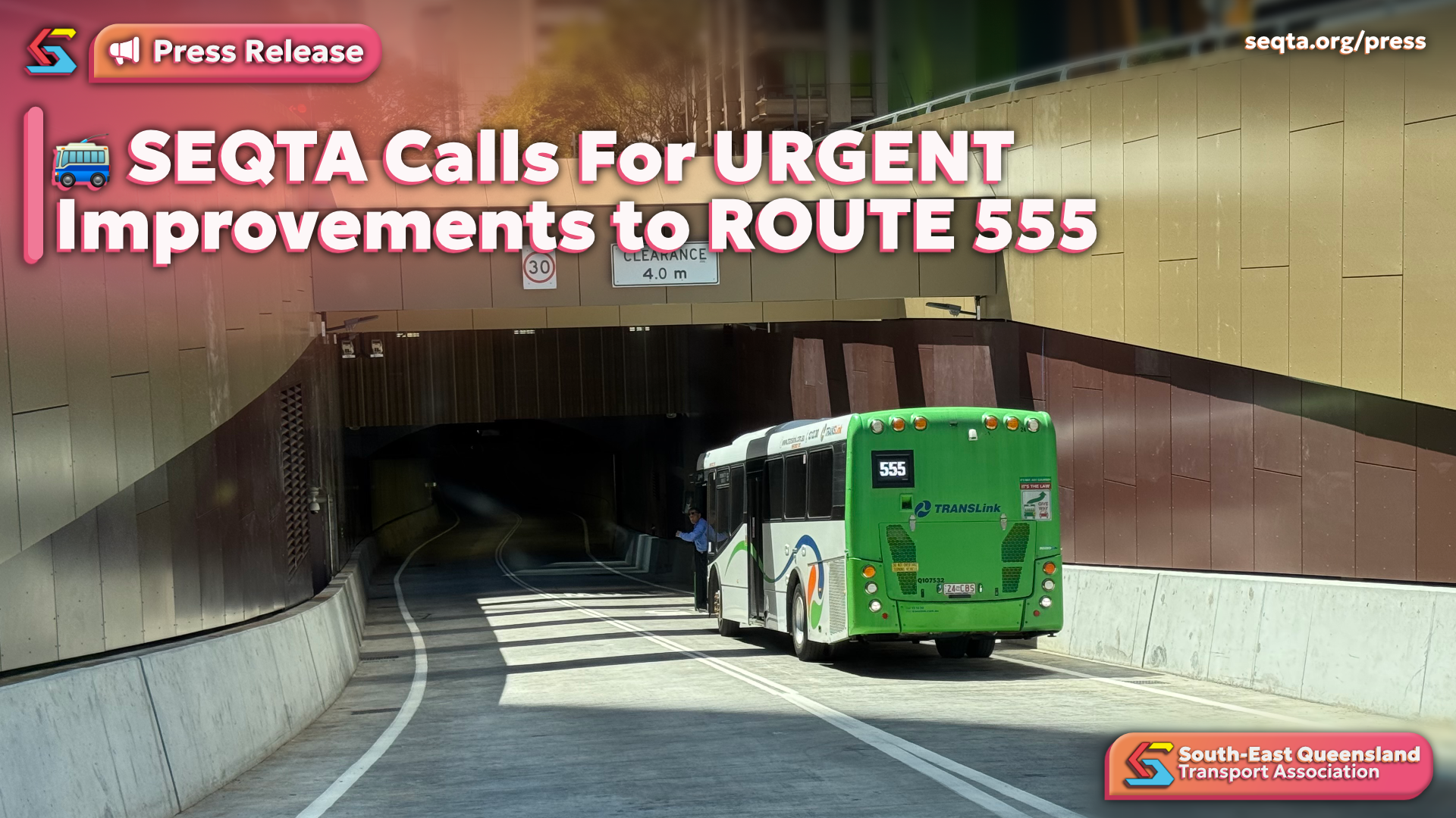 Route 555 bus on the busway