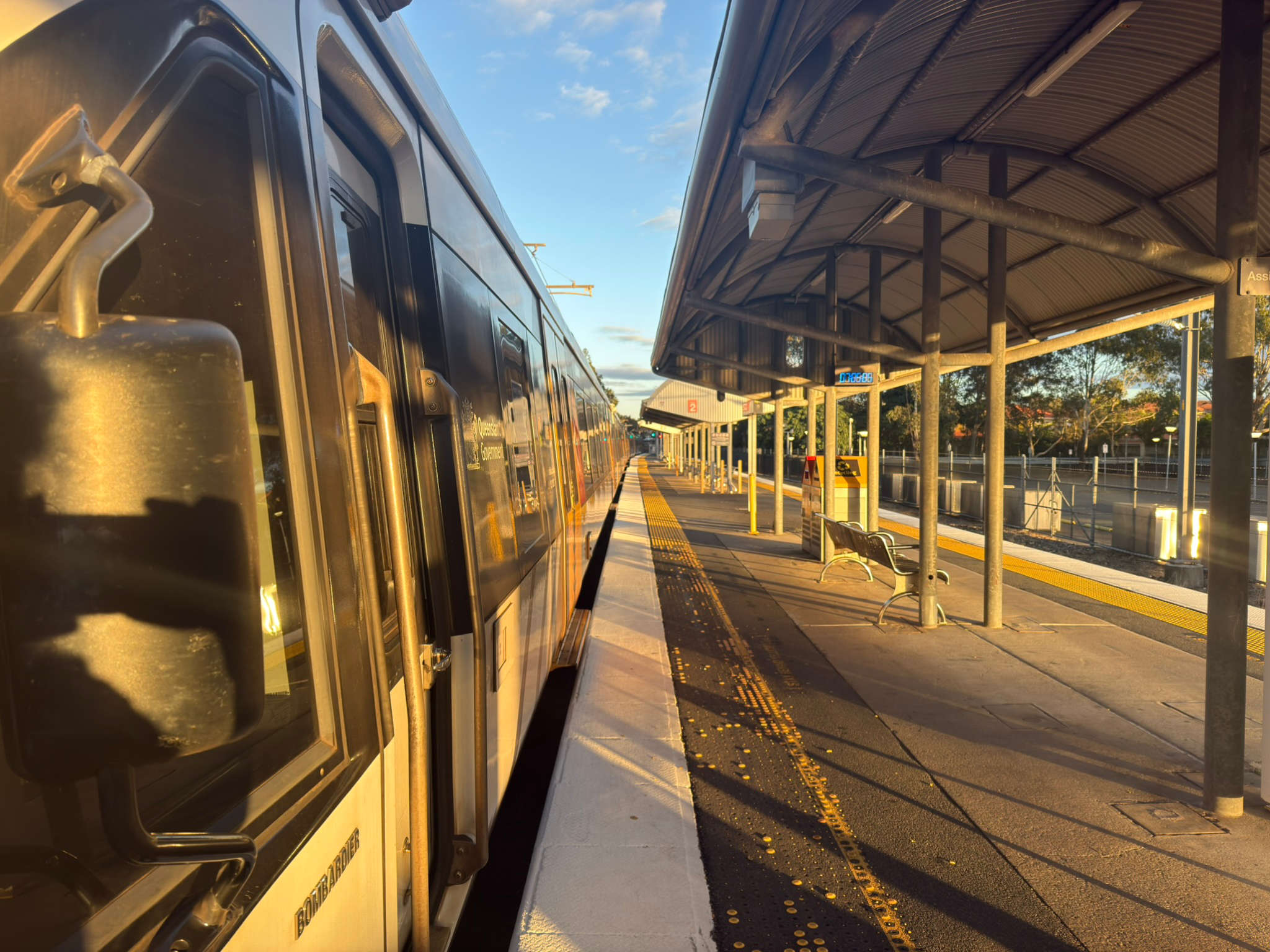 Train at sunrise in Cleveland